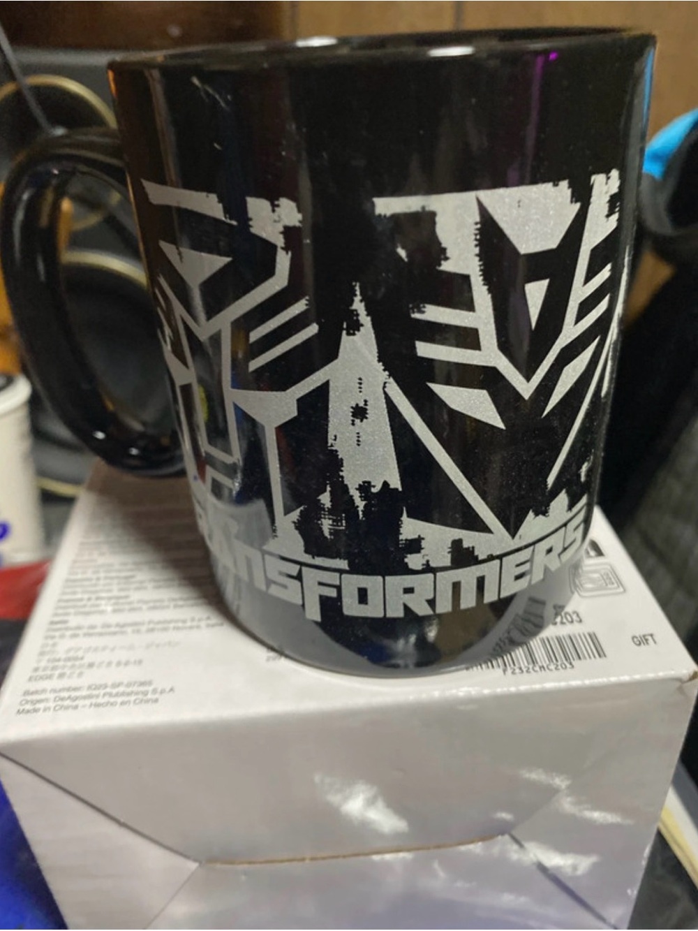 Transformers Black Ceramic Fan Mug with Silver Logo